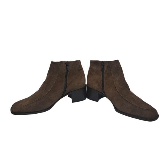 Bruno Magli Leather Suede Retro Ankle Block Heel Bootie Brown Size 8 - Picture 8 of 17
